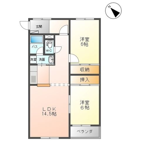 拡大写真:ハイツユートピア 2階00201の間取り