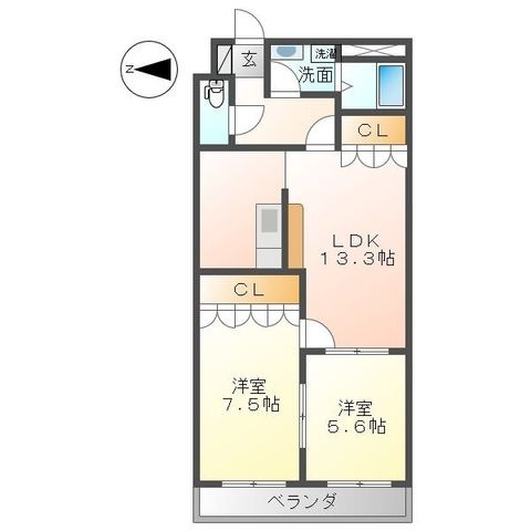 拡大写真:ソレジオ湘南 3階302の間取り