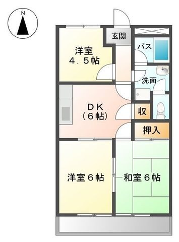 拡大写真:リバーサイドマルセイユ 3階303の間取り