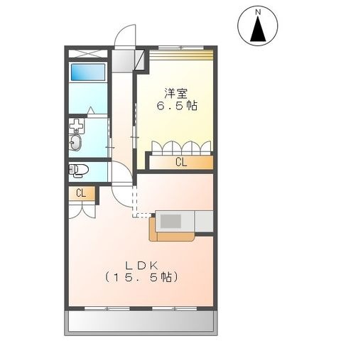 拡大写真:アップルハウス 2階203の間取り