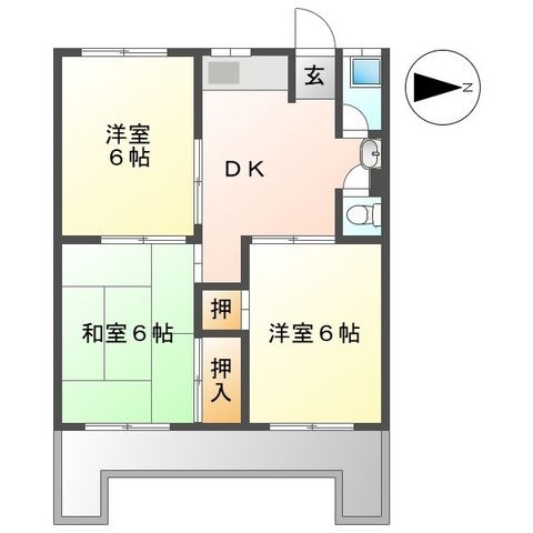 拡大写真:サニーハイツA 4階402の間取り