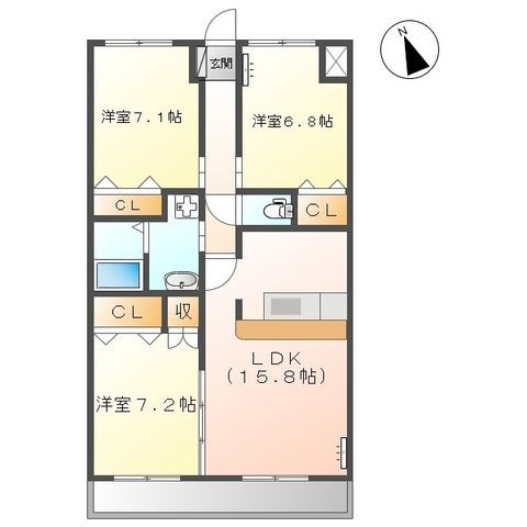 拡大写真:リバーヒルズ・S 2階202の間取り
