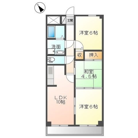 拡大写真:ヒルズ池場 3階3Dの間取り