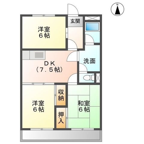拡大写真:サンパーク中平 3階302の間取り