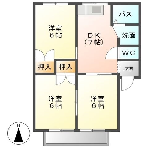 拡大写真:Village 2階205の間取り
