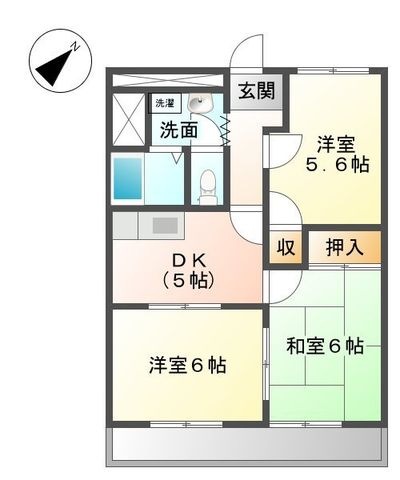 拡大写真：マイン９６ 4階405の間取り