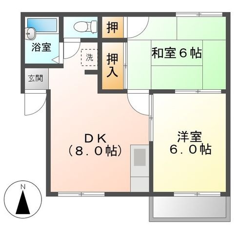 拡大写真：ハイツ後藤Ｂ 1階102の間取り
