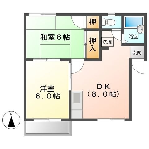 拡大写真:ハイツ後藤B 2階201の間取り