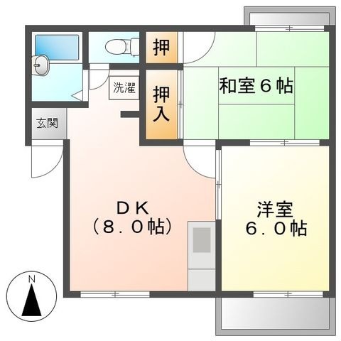 拡大写真:ハイツ後藤B 2階202の間取り