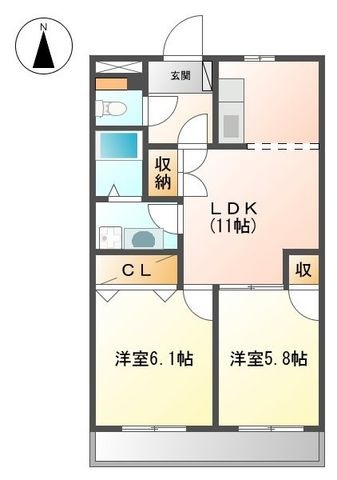 拡大写真:パークサイド(Park Side) 2階202の間取り