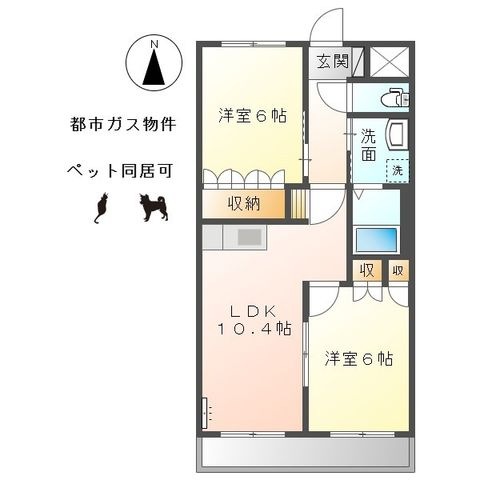 拡大写真：エム アスカ 3階305の間取り