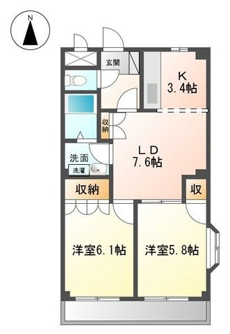 拡大写真:エスポアハイム 2階201の間取り