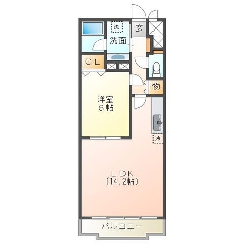 拡大写真:合志市豊岡 2階205の間取り