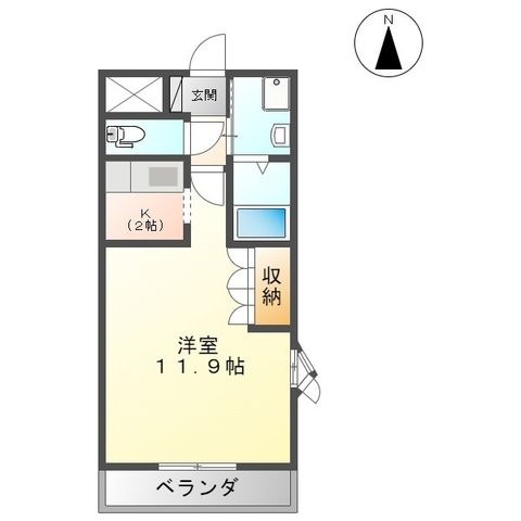 拡大写真:プロニティ表 2階201の間取り