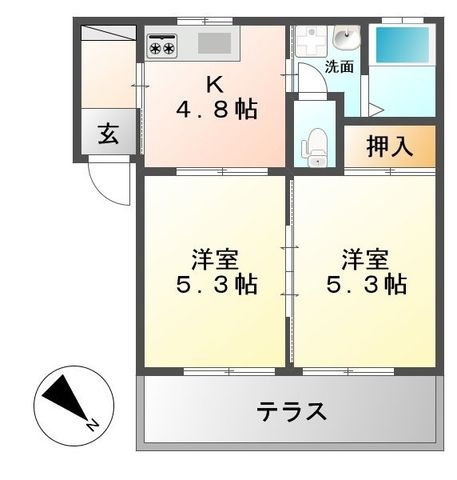 拡大写真:ヒルズYK 1階102の間取り