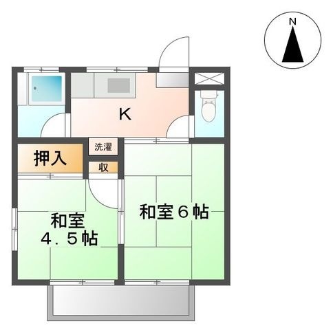 拡大写真:コーポ落合2 2階203の間取り