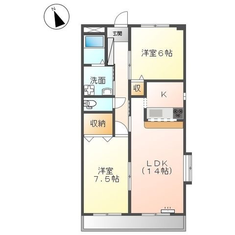 拡大写真:ハピネ音聞山 3階301の間取り