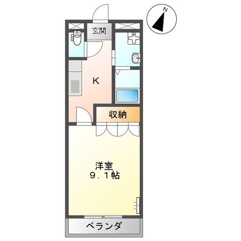 拡大写真:エスポアハイツ M 2階205の間取り