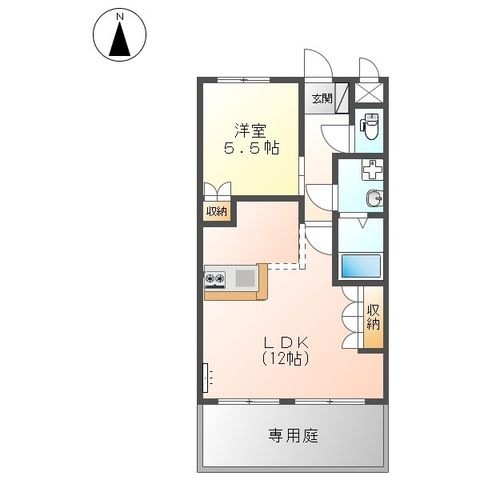 拡大写真:グッドラック 1階105の間取り