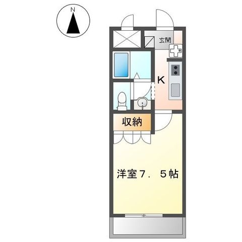 拡大写真:クレシア Crecia 2階203の間取り