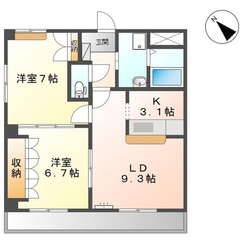 拡大写真:フォレスト カワハラ 3階306の間取り