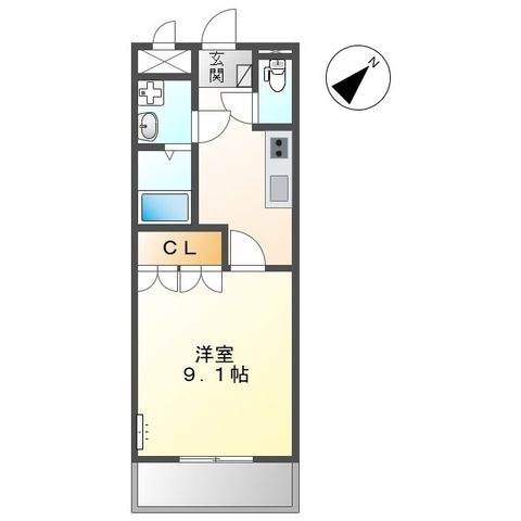 拡大写真:Hermitage 2階202の間取り