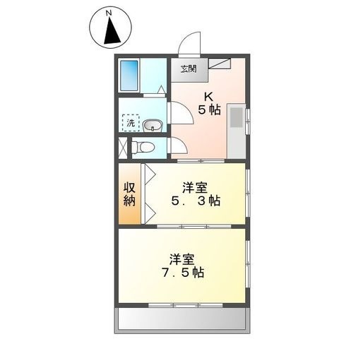 拡大写真:メロディーハイム愛宕山 2階202の間取り