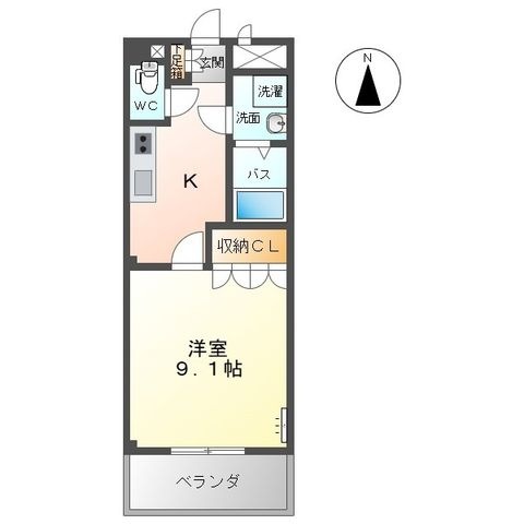 拡大写真:フロイデB 2階201の間取り