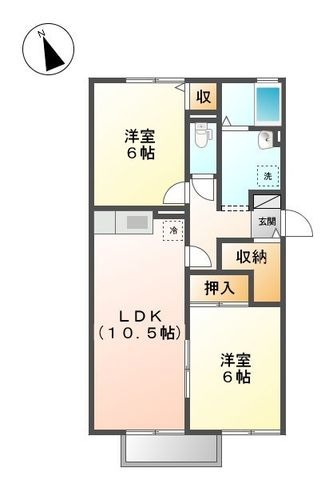 拡大写真:セジュール妙見 B棟 2階201の間取り