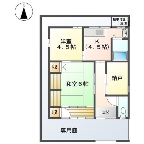 拡大写真:西市町貸家 1階1の間取り