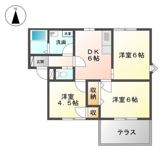 拡大写真:プラドール松田A 1階102の間取り