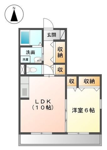 拡大写真：ジュネス北御座 2階201の間取り