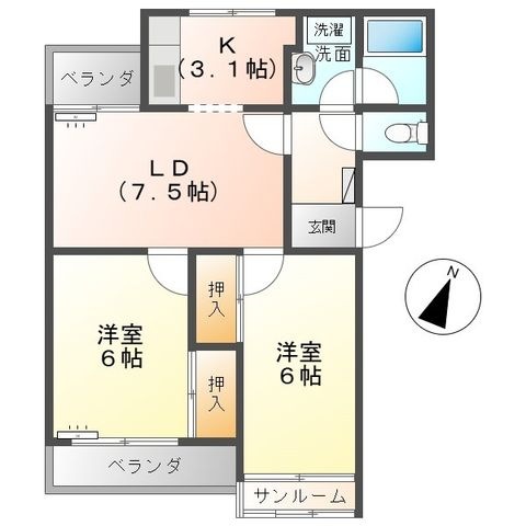 拡大写真:コーポラス中川 3階303の間取り