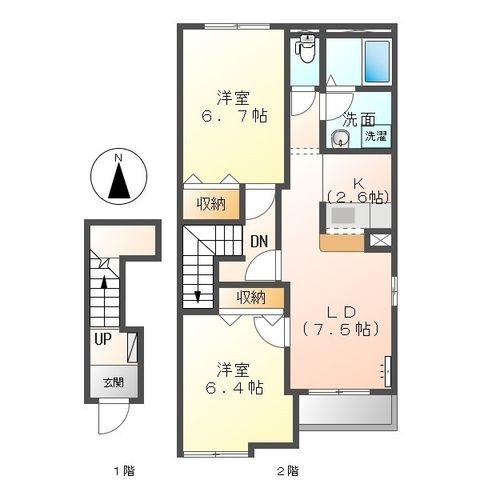 拡大写真:パル ファミール 2階203の間取り