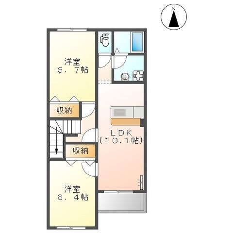 拡大写真:CasaBonneur 2階206の間取り
