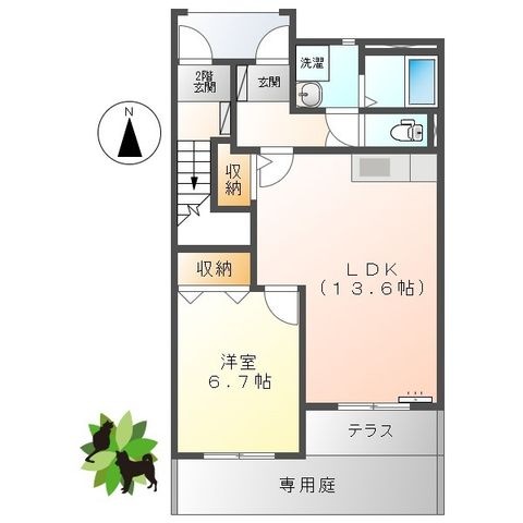 拡大写真：リリオ 1階102の間取り