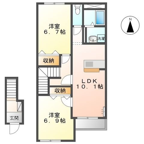 拡大写真:ペットピア春日 2階205の間取り