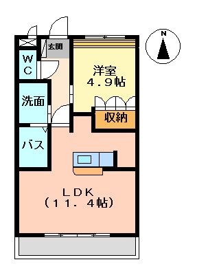 拡大写真：第二かわいちびる 2階201の間取り