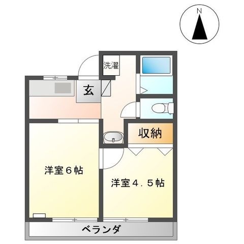 拡大写真:サンハウスアスト 2階202の間取り