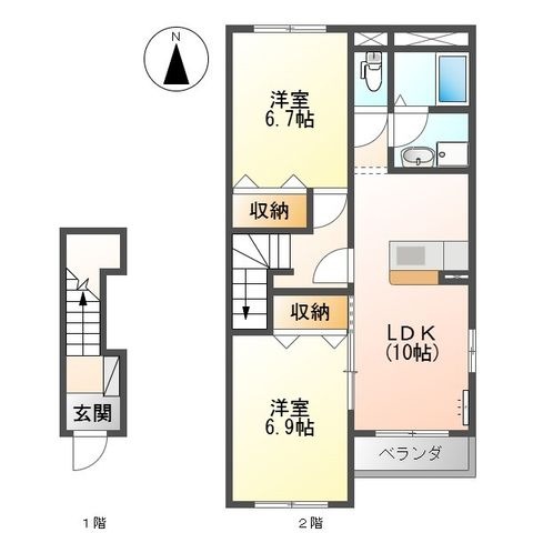 拡大写真:スターテラスB 2階202の間取り