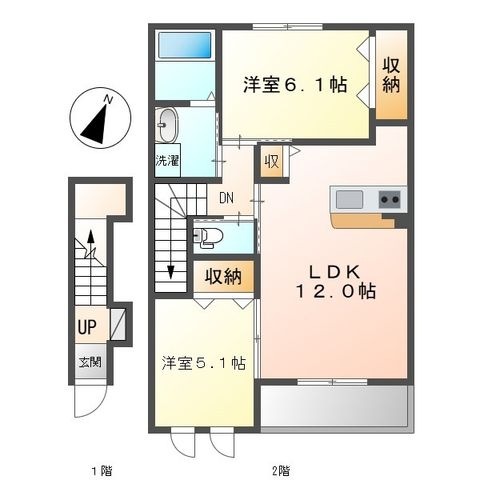 拡大写真:サンシャイン ハイツ 2階202の間取り