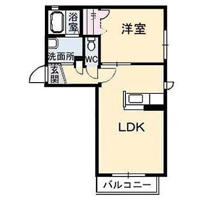 拡大写真:ラ・ヴィータ国富 弐番館 2階201の間取り