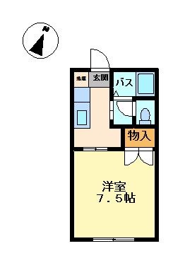 拡大写真：サンライズ２１ 1階102の間取り