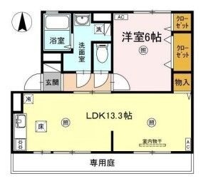 拡大写真:岡山市中区長岡 1階103の間取り