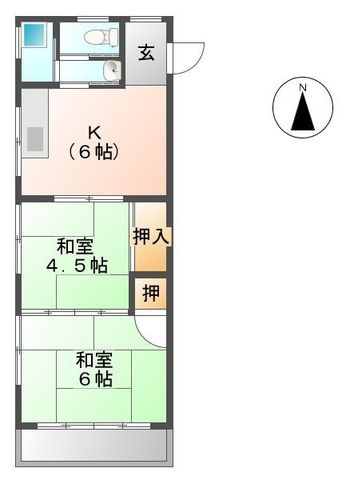 拡大写真:熊本市東区御領8丁目 1階105の間取り