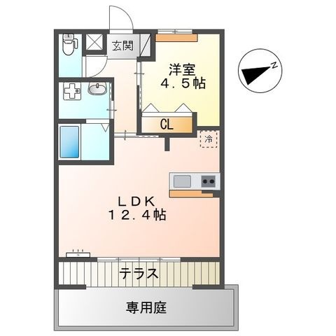 拡大写真：ウィステリアⅡ番館 1階101の間取り