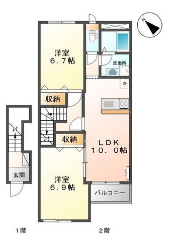 拡大写真：ルミエールⅠ 2階202の間取り