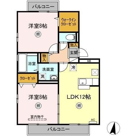 拡大写真:カサ・フェリス 1階102の間取り