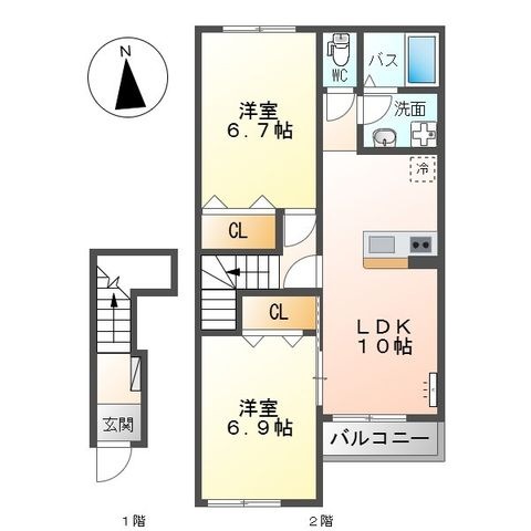 拡大写真:エクセレンスネオ 2階202の間取り