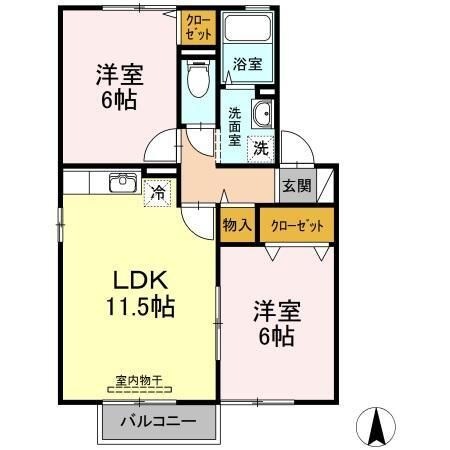 拡大写真：エステート２１　Ａ棟 2階202の間取り